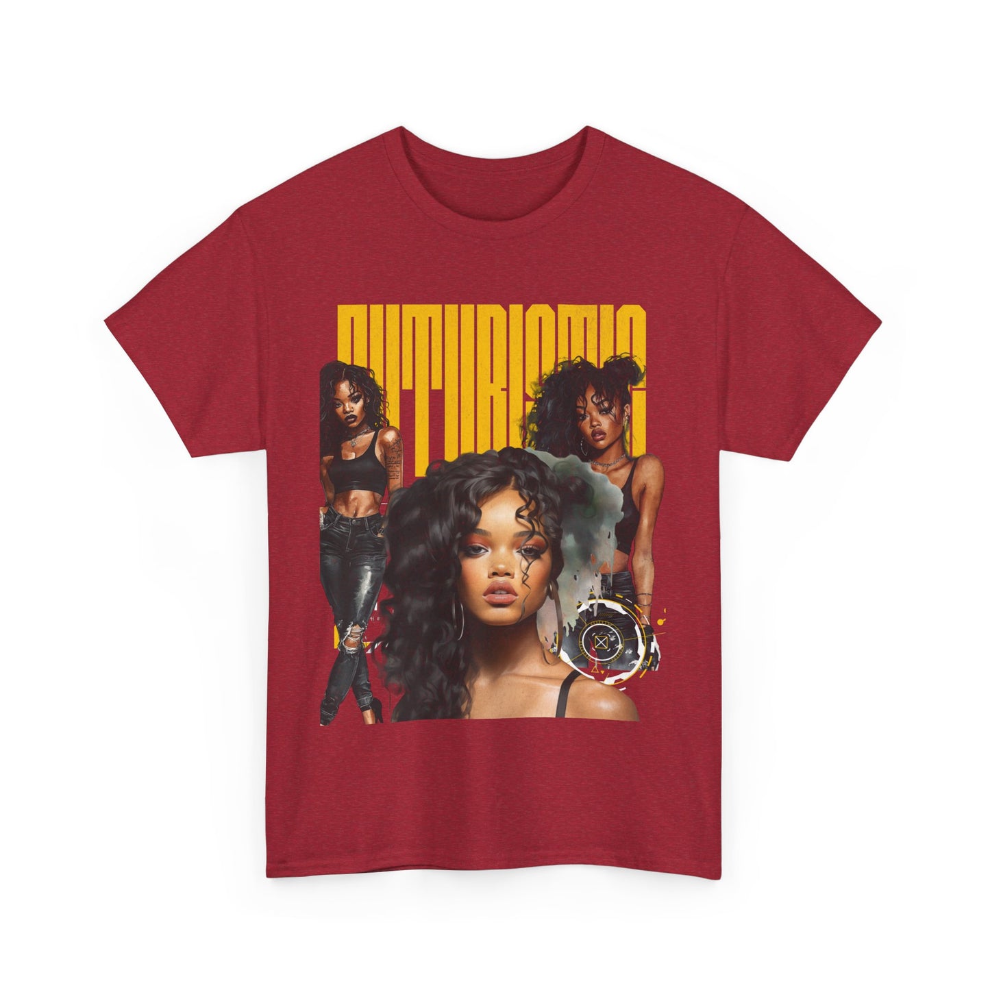 Crew neck Futuristic Yellow txt Tee