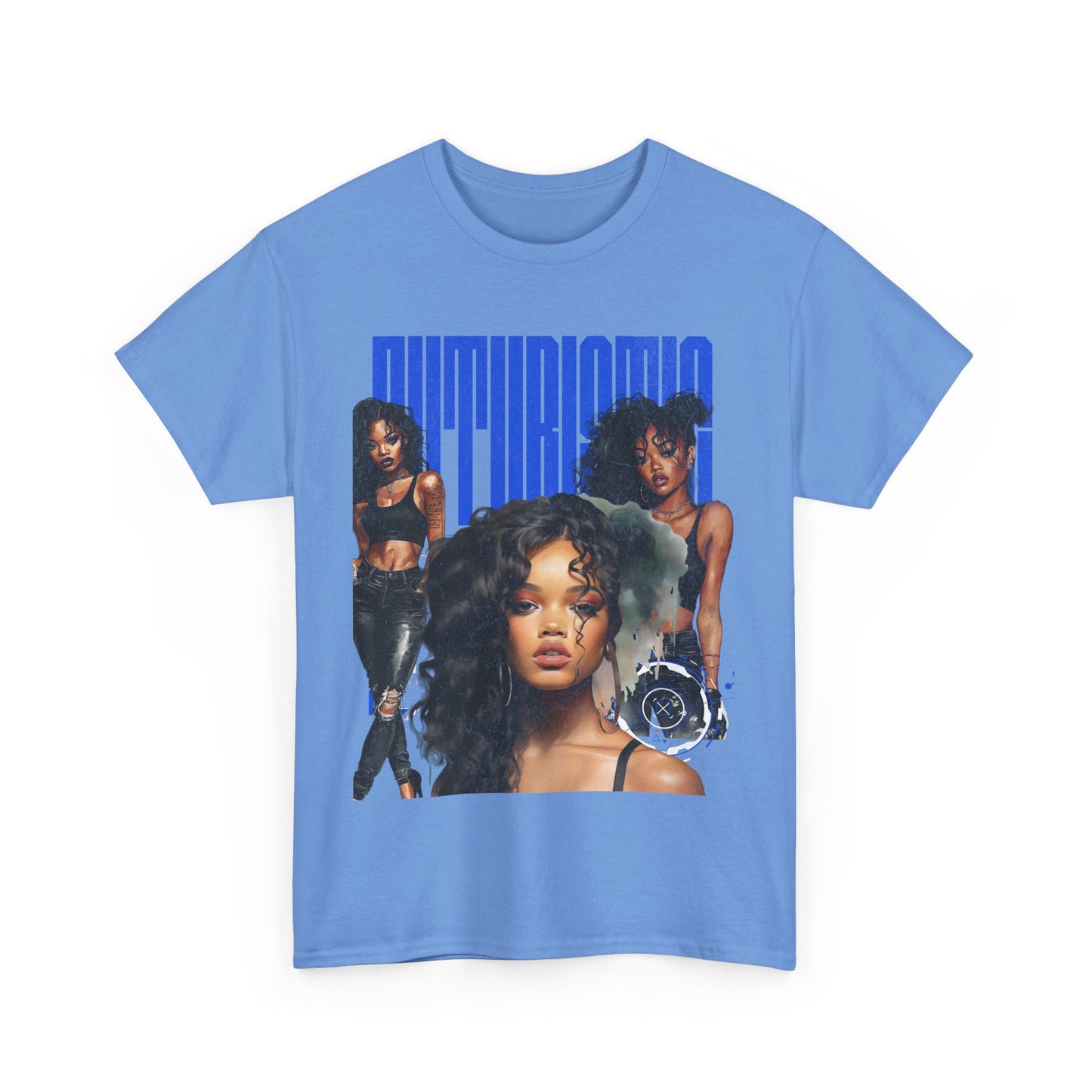 Crew neck Futuristic Blue txt tee